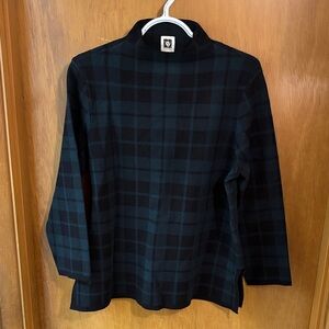 Anne Klein Dark Plaid Turtleneck Sweater